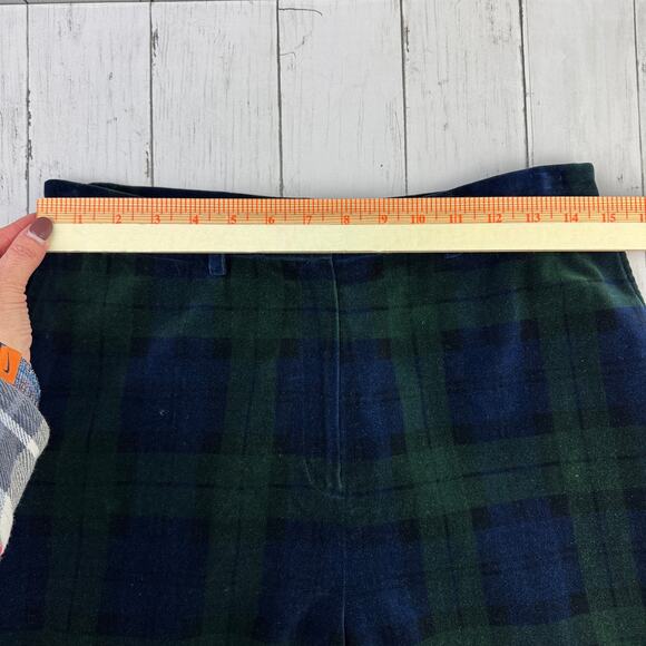 VTG Lauren Ralph Lauren Blue/Green Tartan Plaid Velvet High Rise Pants Size 10 - Picture 14 of 16